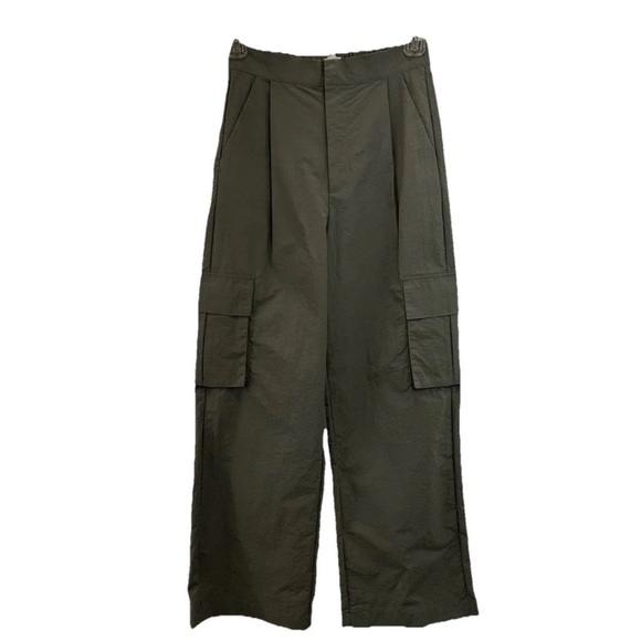 WILO The Label Anthropologie Nylon Cargo Pants Womens XS Baggy Parachute Green - Picture 1 of 6